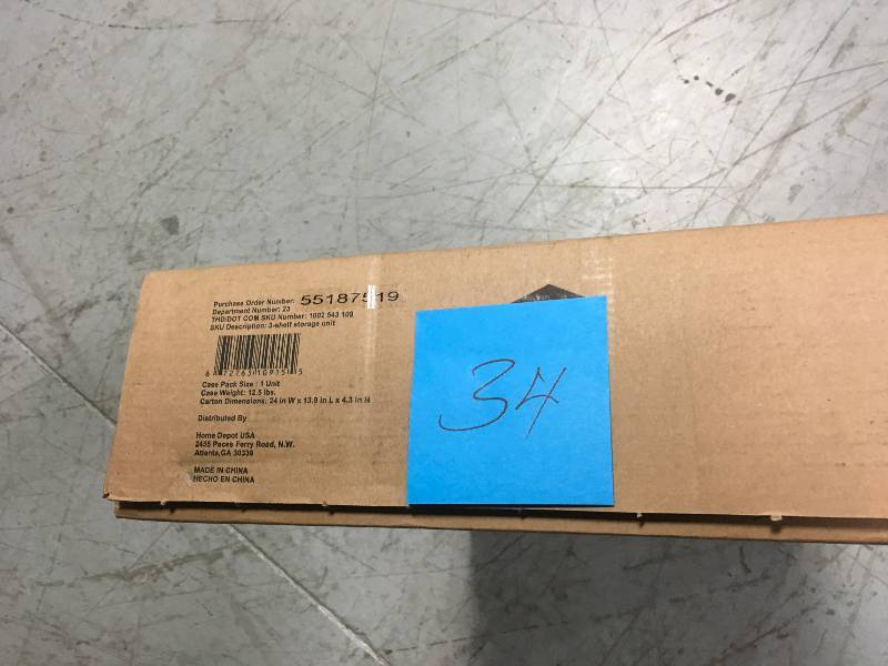 lot 34 image: 24 in. W x 30.5 in. H x 14 in. D 3-Shelf Steel Wire Chrome Finish Shelving Unit not used