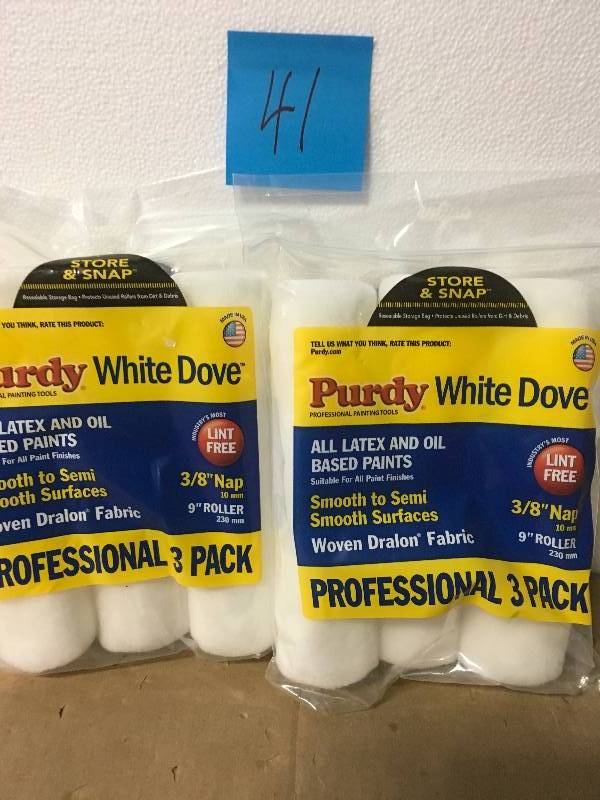 lot 41 image: Purdy White Dove 3-Pack 9-in Standard Woven Synthetic Blend Paint Roller Cove in good condition