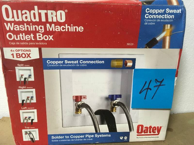 lot 47 image: Oatey Quadtro 2 in. Copper Sweat Washing Machine Outlet Box in good condition