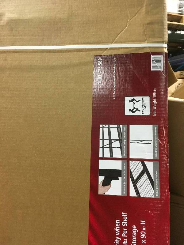 lot 67 image: Husky 90 in. W x 90 in. H x 24 in. D 5-Shelf Welded Steel Garage Storage Shelving Unit with Wire Deck in Black in good condition