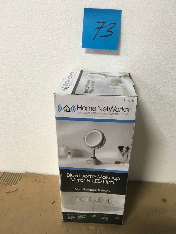 lot 73 image: Home Netwerks Bluetooth Speaker Makeup Mirror Dual Sided in good condition