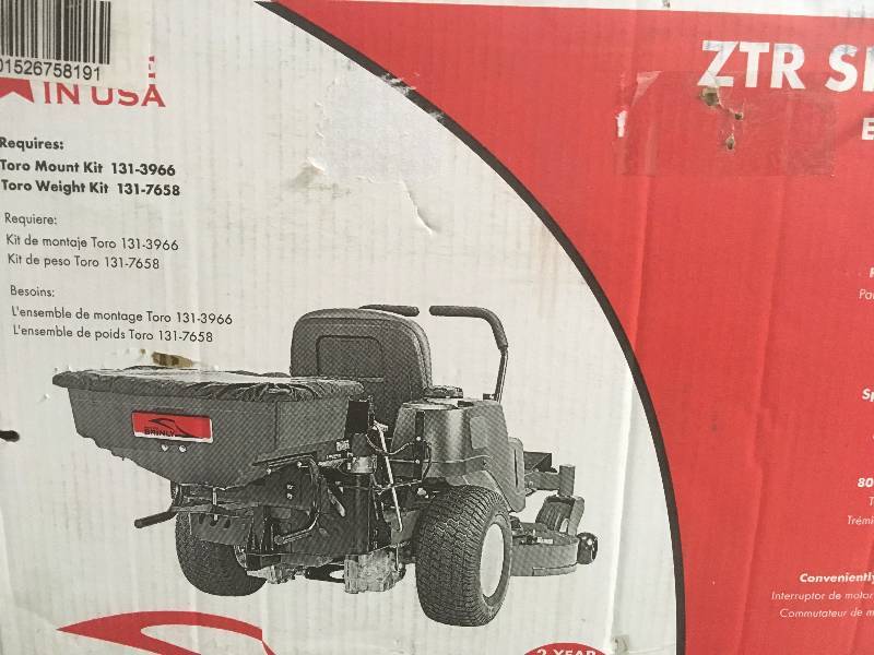 lot 80 image: Brinly-Hardy Rear Mounted ZTR Spreader not used