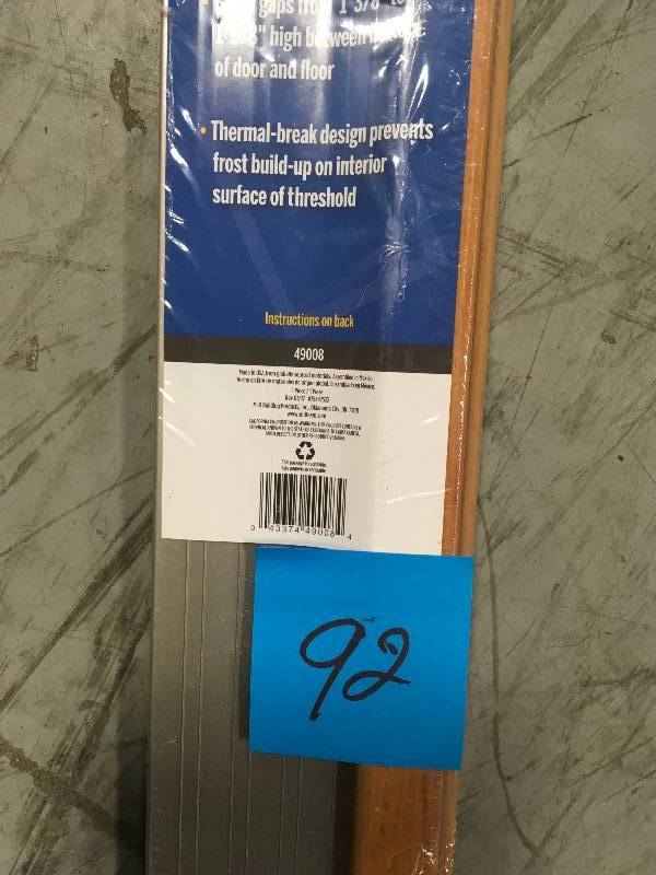lot 92 image: M-D Building Products 4-916 in. x 36 in. Satin Nickel Aluminum Adjustable Thermal Break Threshold in good condition