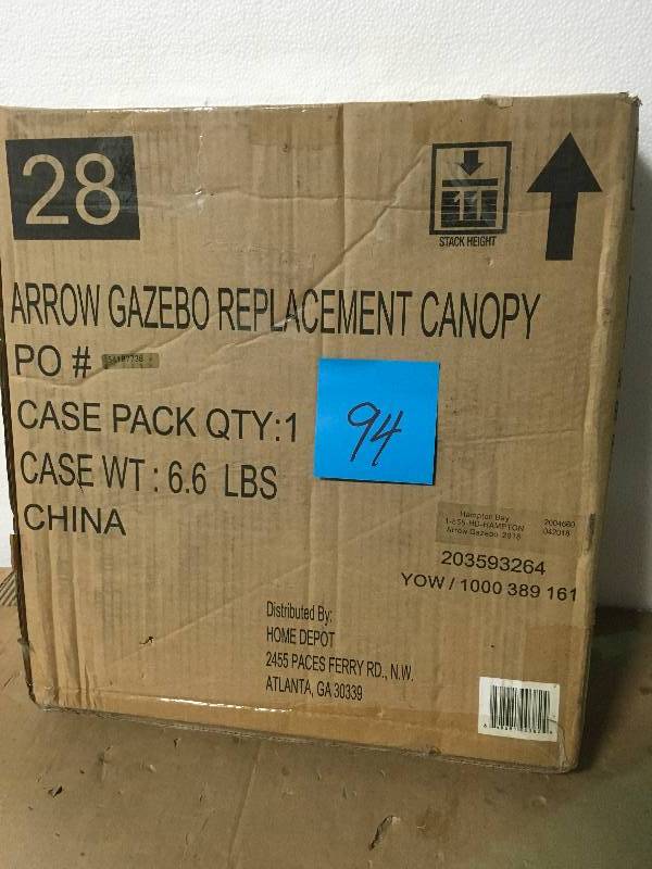 lot 94 image: Hampton Bay Replacement Canopy for 10 ft. x 10 ft. Arrow Gazebo in good condition