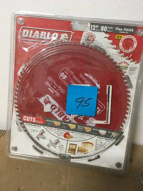 lot 95 image: Diablo 12 in. x 80-Teeth Finishing Saw Blade in good condition