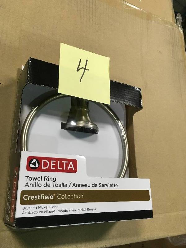 lot 4 image: Delta Crestfield Towel Ring in SpotShield Brushed Nickel not used