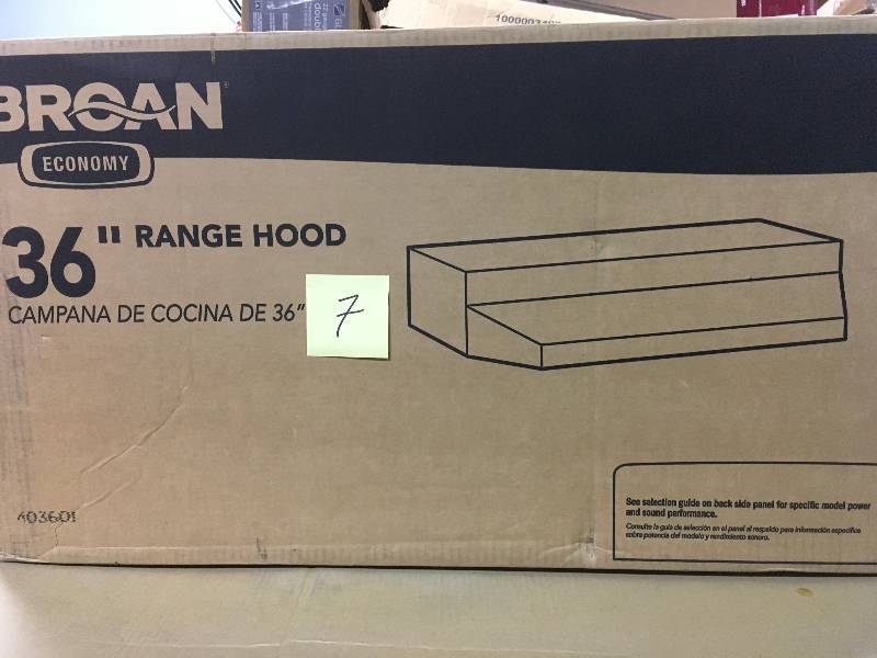 lot 7 image: Broan 40000 Series 36 in. Under Cabinet Range Hood with Light in White not used