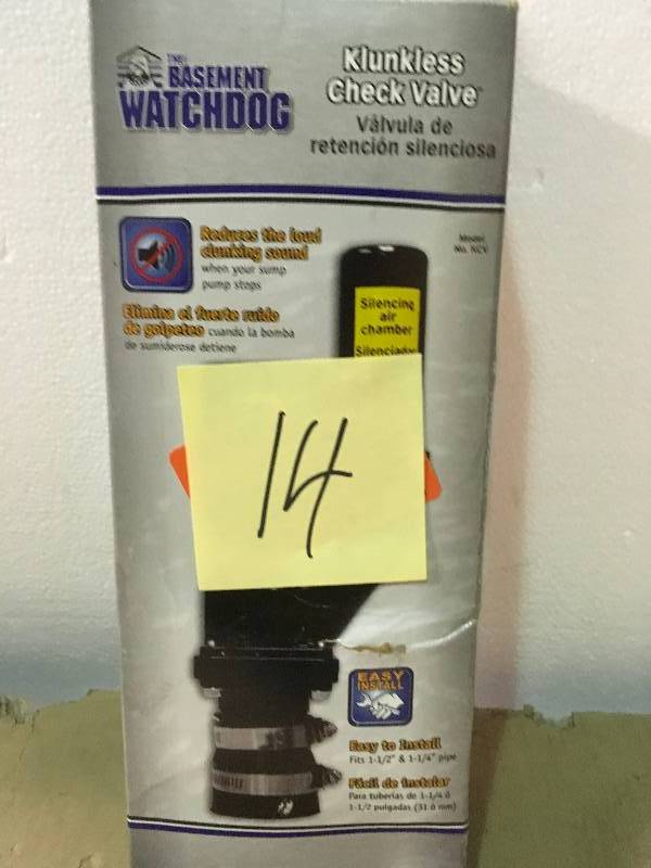 lot 14 image: Basement Watchdog Klunkless Check Valve in good condition
