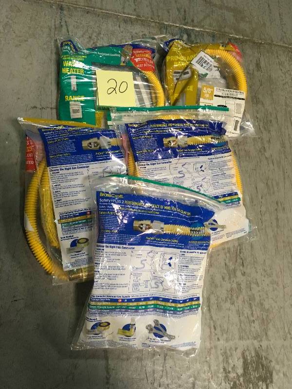 lot 20 image: Lot of BrassCraft 12 in. MIP x 12 in. MIP x 24 in. Gas Connector (12 in. OD) wSafetyPlus2 Thermal Excess Flow Valve (85,000 BTU) in good condition