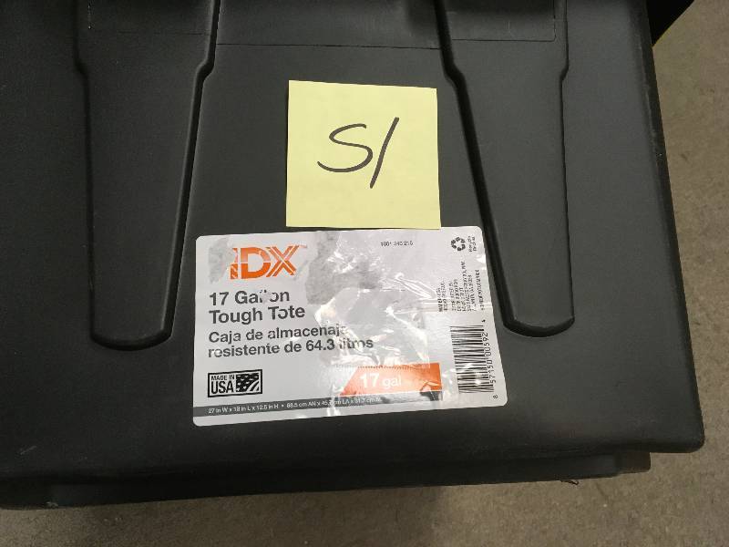 lot 51 image: HDX 17 Gal. Tough Storage Tote in Black in good condition