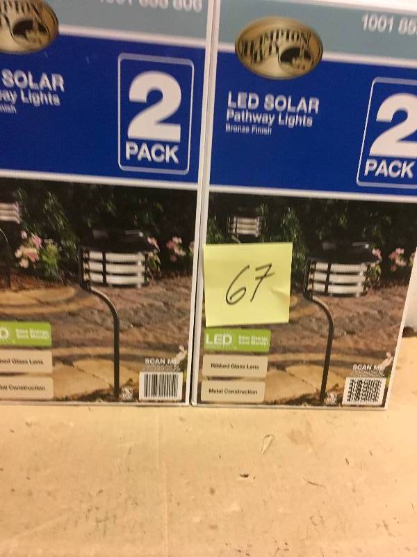 lot 67 image: Hampton Bay Solar Bronze Outdoor Integrated LED New Age Pagoda Landscape Path Light (2-Pack) in good condition