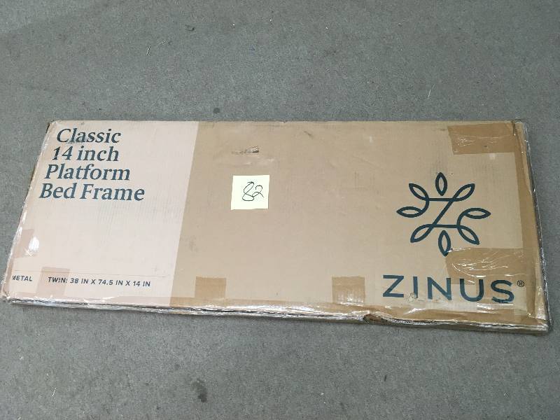 lot 82 image: Zinus 14 Inch Classic Metal Platform Bed Frame with Steel Slat Supportin good condition