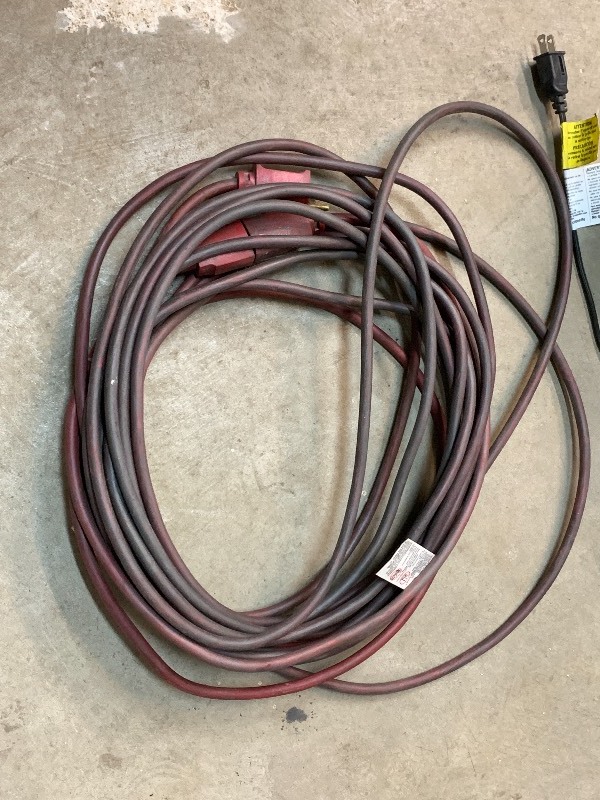 lot 33 image: Table Fan, Electrical Cords, Kerosene Can