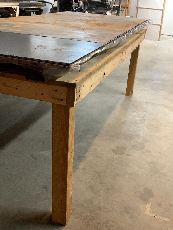 lot 4A image: Workshop Table & 4x8 Sheet Steel