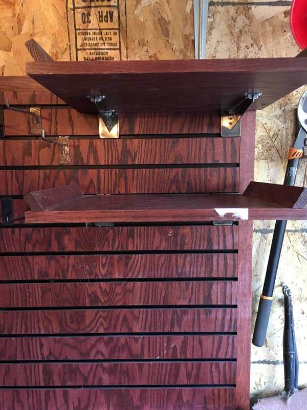 lot 17 image: Work Bench w Shelving & Hooks