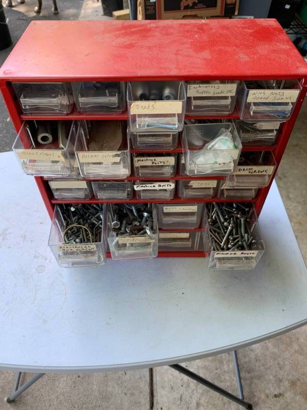 lot 121 image: Hardware Storage Container with Hardware Included