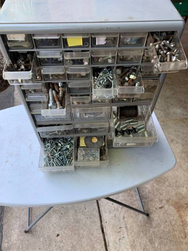 lot 123 image: Hardware Storage Container with Hardware Included