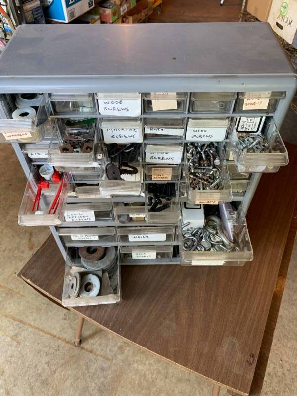 lot 124 image: Hardware Storage Container with Hardware Included