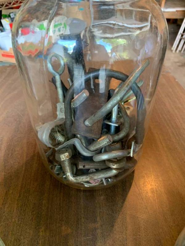 lot 146 image: (3) Large Jars Of Deck Nails & Other Hardware