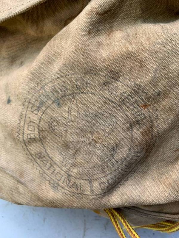 lot 169 image: 50 Year Old Boy Scouts of America Back Pack & Cooking Gear