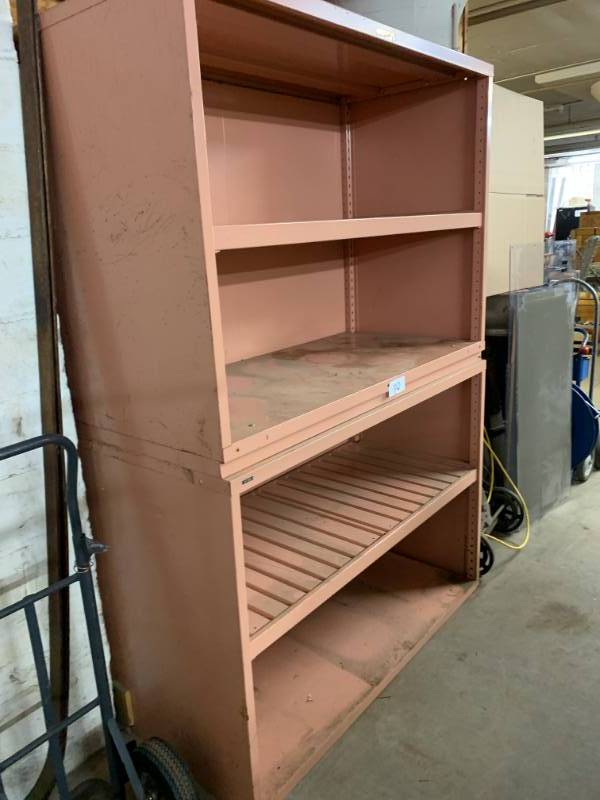 2 metal shelf units