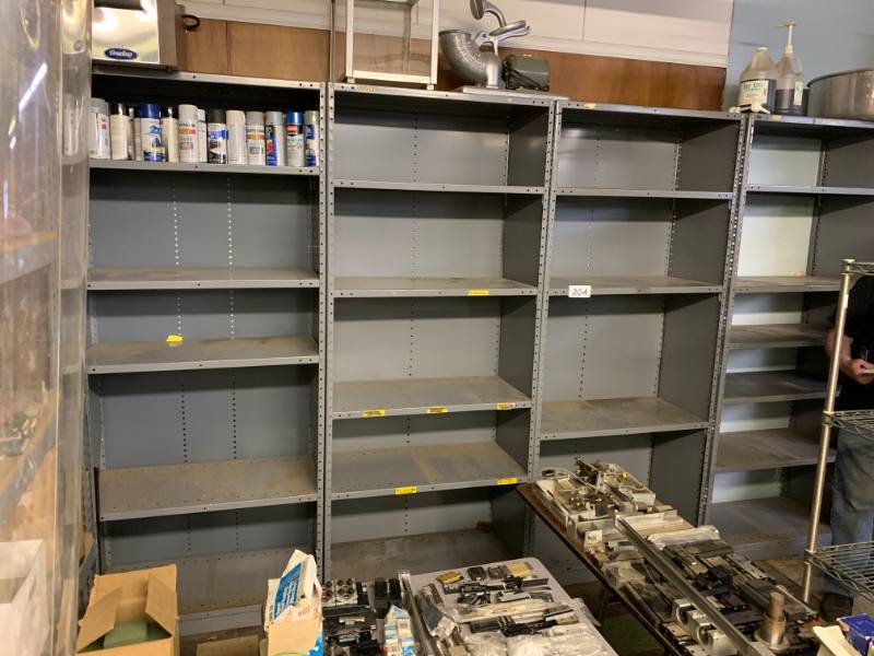 5 metal shelf units
