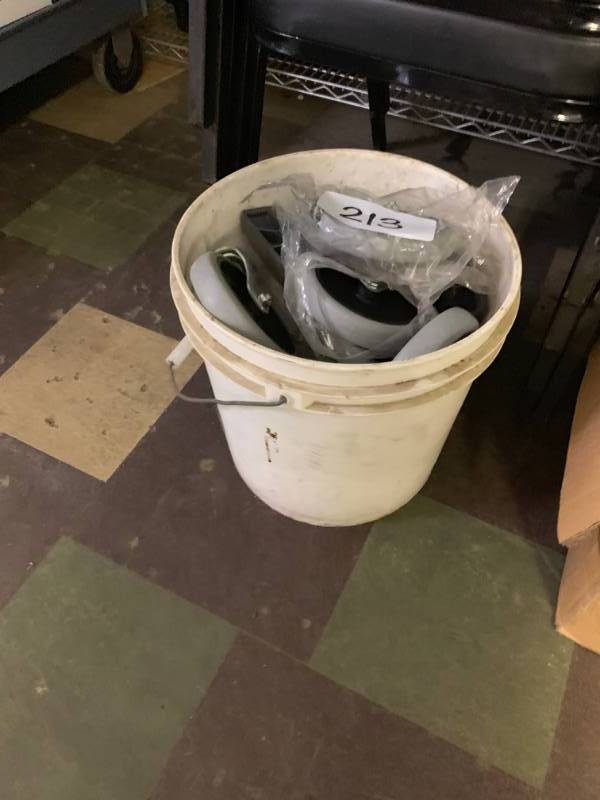 Bucket of new casters