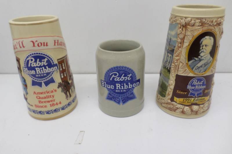 lot 66 image: 3 Pabst Blue Steins