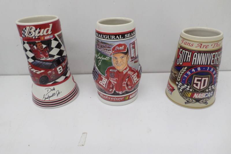 lot 67 image: 3 Budwesier Nascar Steins