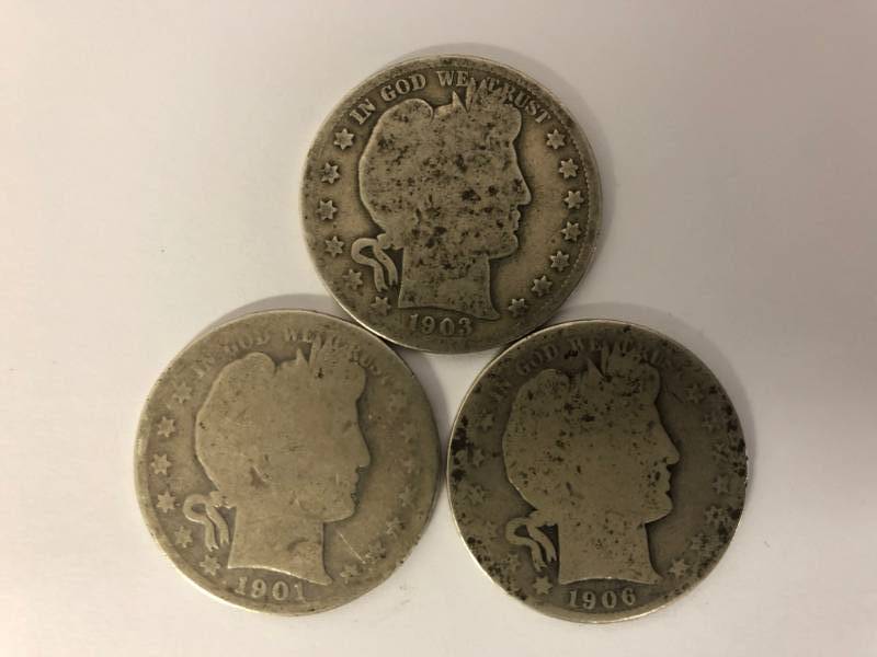 lot 78 image: 1901, 1903, 1906 barber Half Dollars