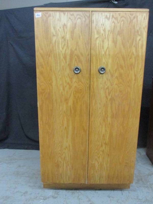 lot 9 image: Antique Wooden Paper Holder Cabinet