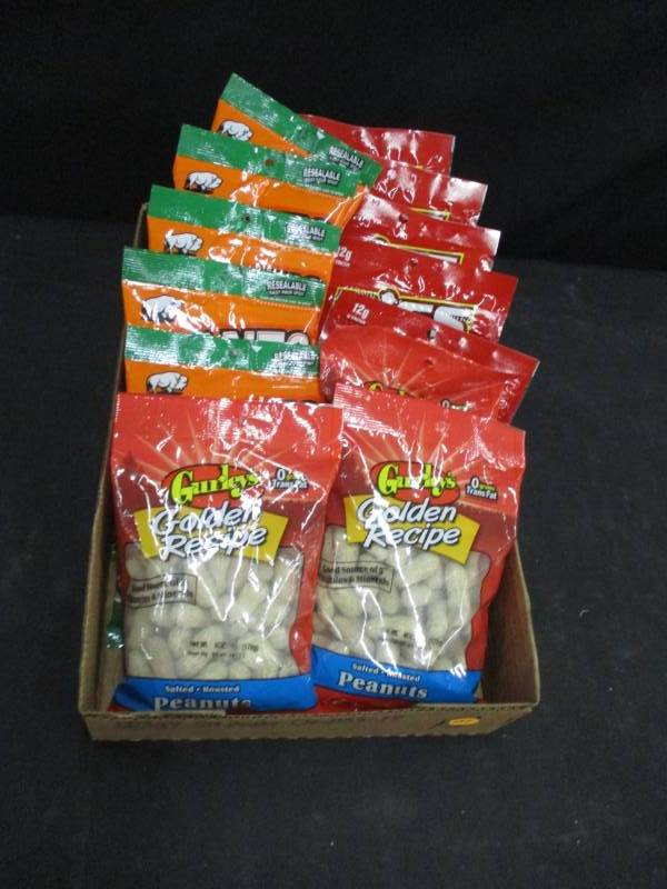 lot 157 image: 13 Bags of Peanuts and Dill Pickle Pumpkin Seeds