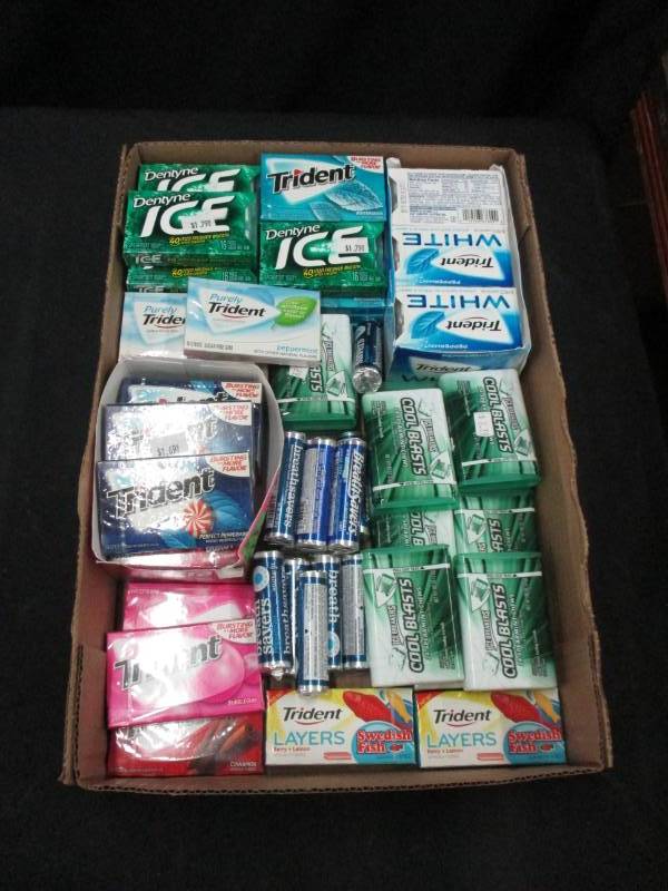 lot 169 image: 68 Packs of Gum and Mints