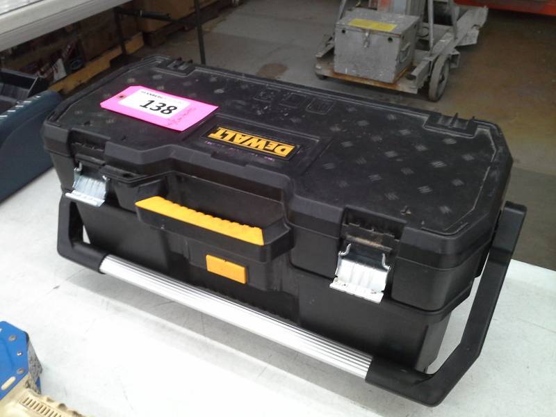 lot 138 image: DeWalt Rugged Tool Chest, Paint Brush, Pocket Knife, Misc. Hardware