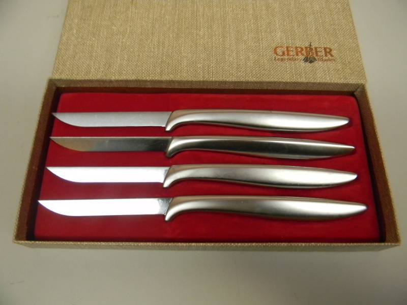 Vintage Gerber Miming 4 Piece Steak Knife Set In Gift Box M4c