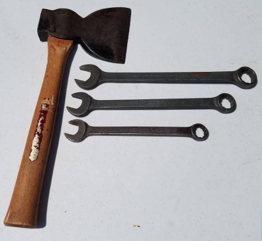 lot 41 image: Plumb Tools Hatchet & Wrenches