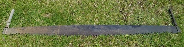 lot 62 image: Vintage 78 inch two person rustic wood saw