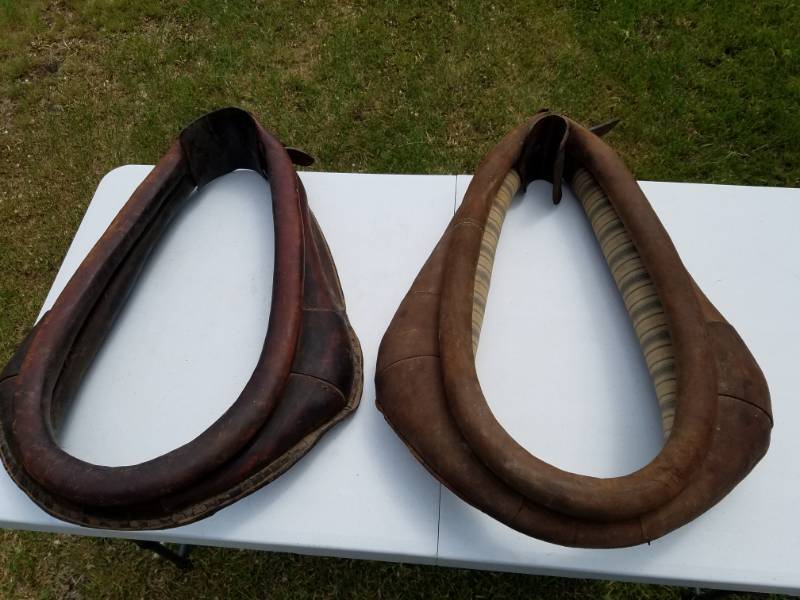 lot 66 image: 2 leather horse collars in excellent shape