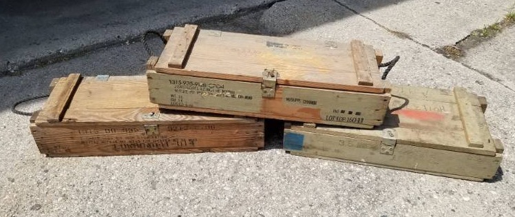 lot 126 image: Lot of three Vietnam era storage boxs