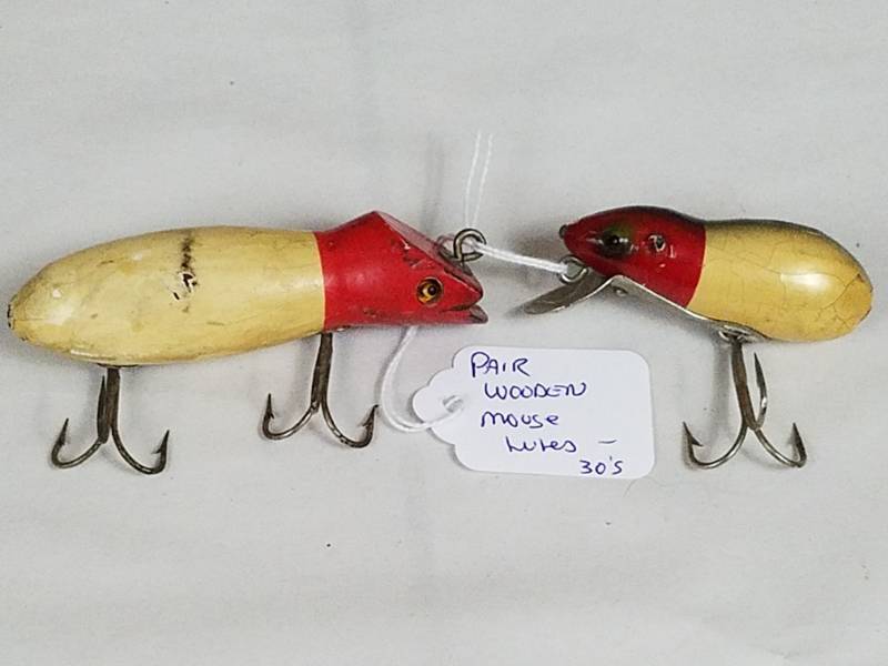 lot 187 image: Pair of Wooden Mouse Lures