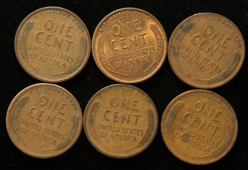 6 WHEAT CENTS 1909 1910 (UNC) 1911 1916 1916-D 1916-S