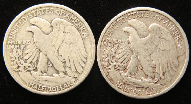 2 WALKING LIBERTY HALF DOLLARS 1941 1943