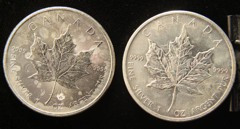 GROUP OF 2 CANADA .999 FINE SILVER CANADA MAPLE LEAFS 2012 2015