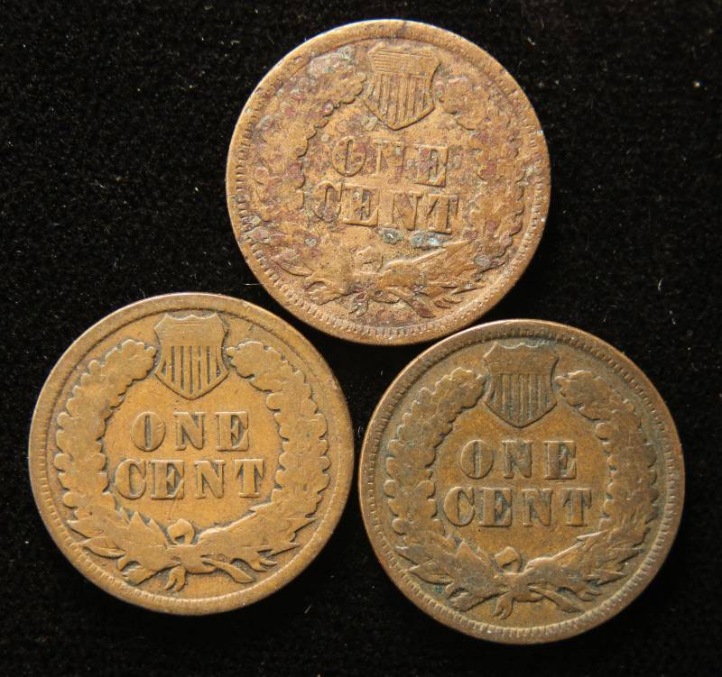 3 INDIAN HEAD CENTS 1867 1890 1897