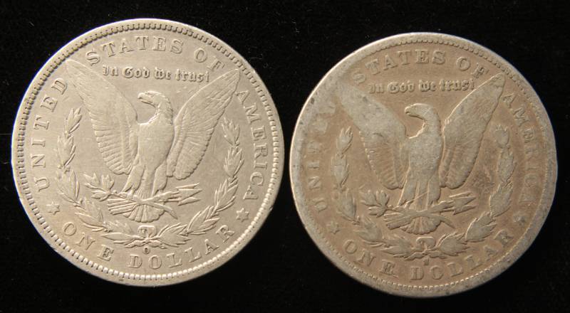 2 MORGAN SILVER DOLLARS 1879-S 1900-O