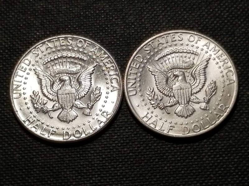2 UNC 1964 KENNEDY SILVER HALF DOLLARS