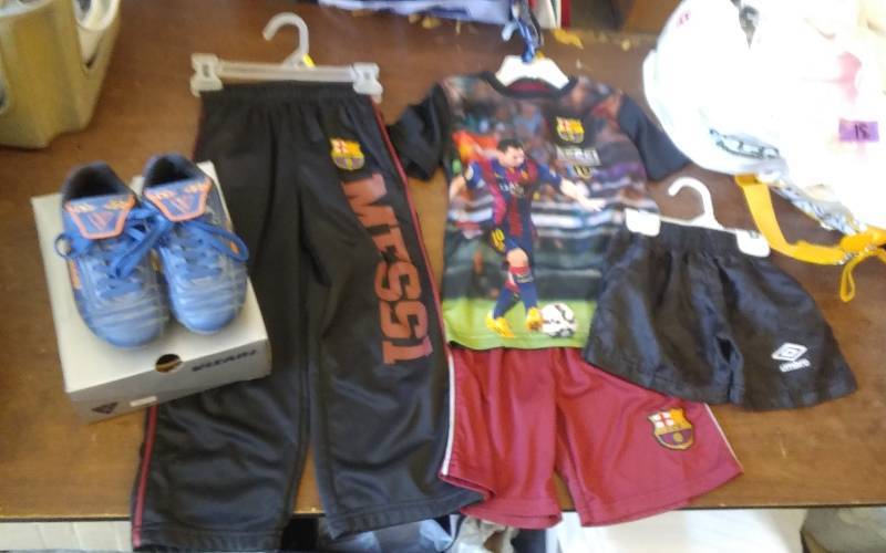 Youth Soccer Apparel (Messi #10 Pants, Shorts, Shirt Size 5, Umbro Shorts Size 4, Cleats Sz 10)