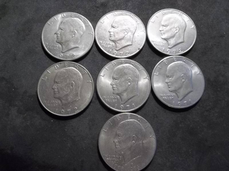 7-Ike Dollars 1971, 1972 & 1976 Bicentennial