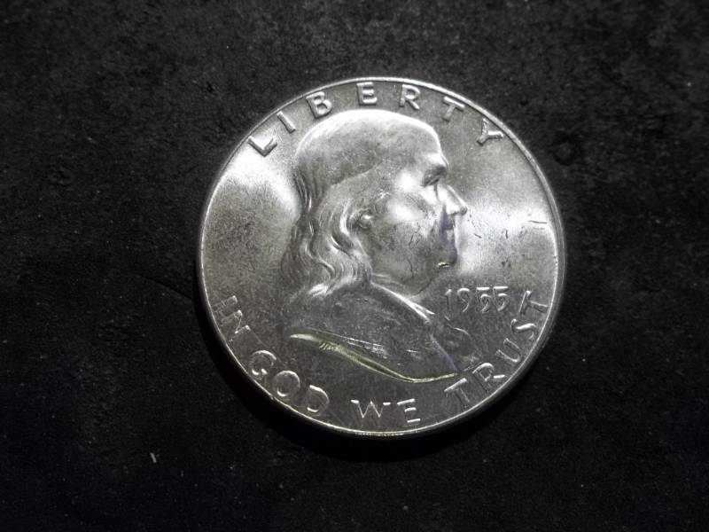 1955 Franklin Silver Half Dollar (Bugs Bunny Strike)