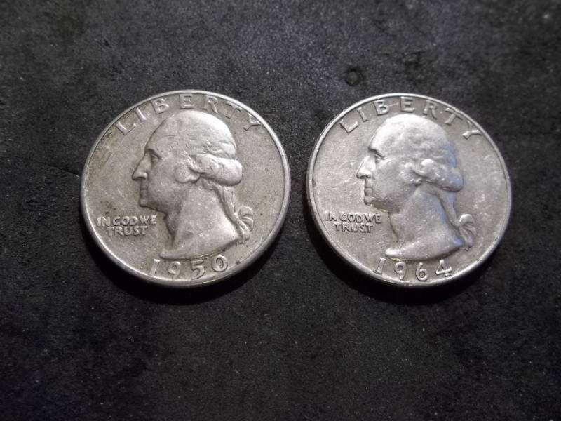 1950 D, 1964 Washington Quarters